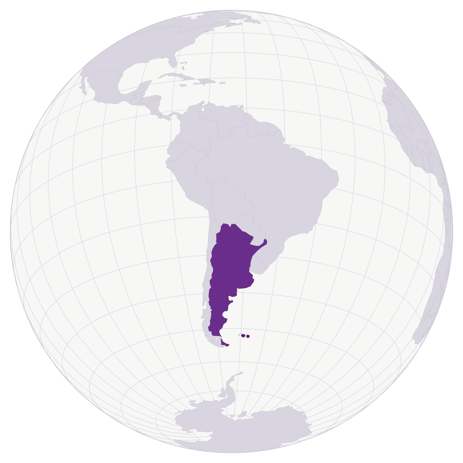 Globo terráqueo con la República Argentina destacada